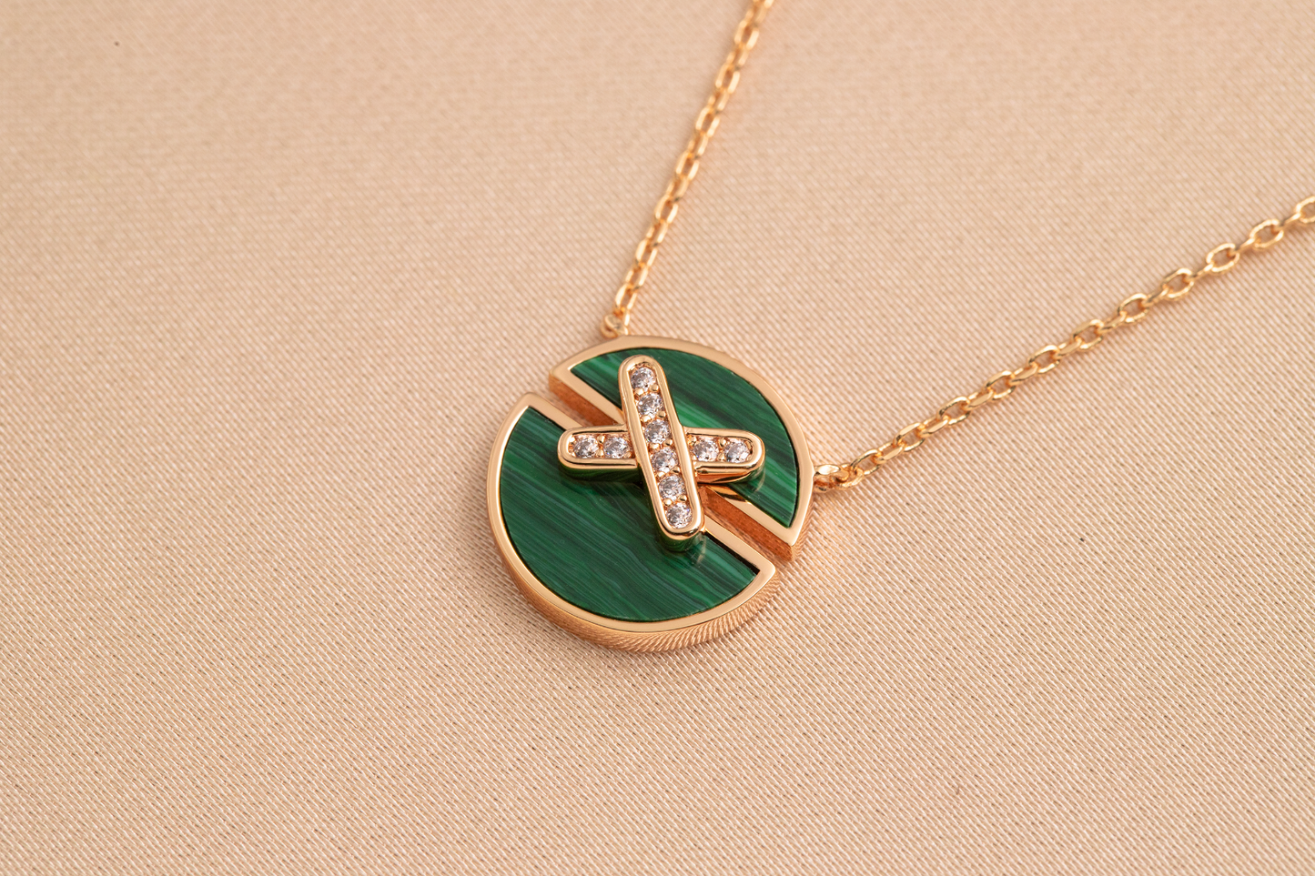 [⭐Luxery]JEUX DE PINK GOLD DIAMOND NECKLACE