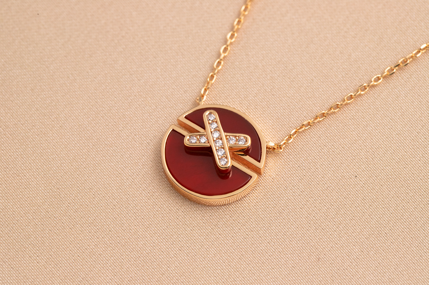 [⭐Luxery]JEUX DE PINK GOLD DIAMOND NECKLACE