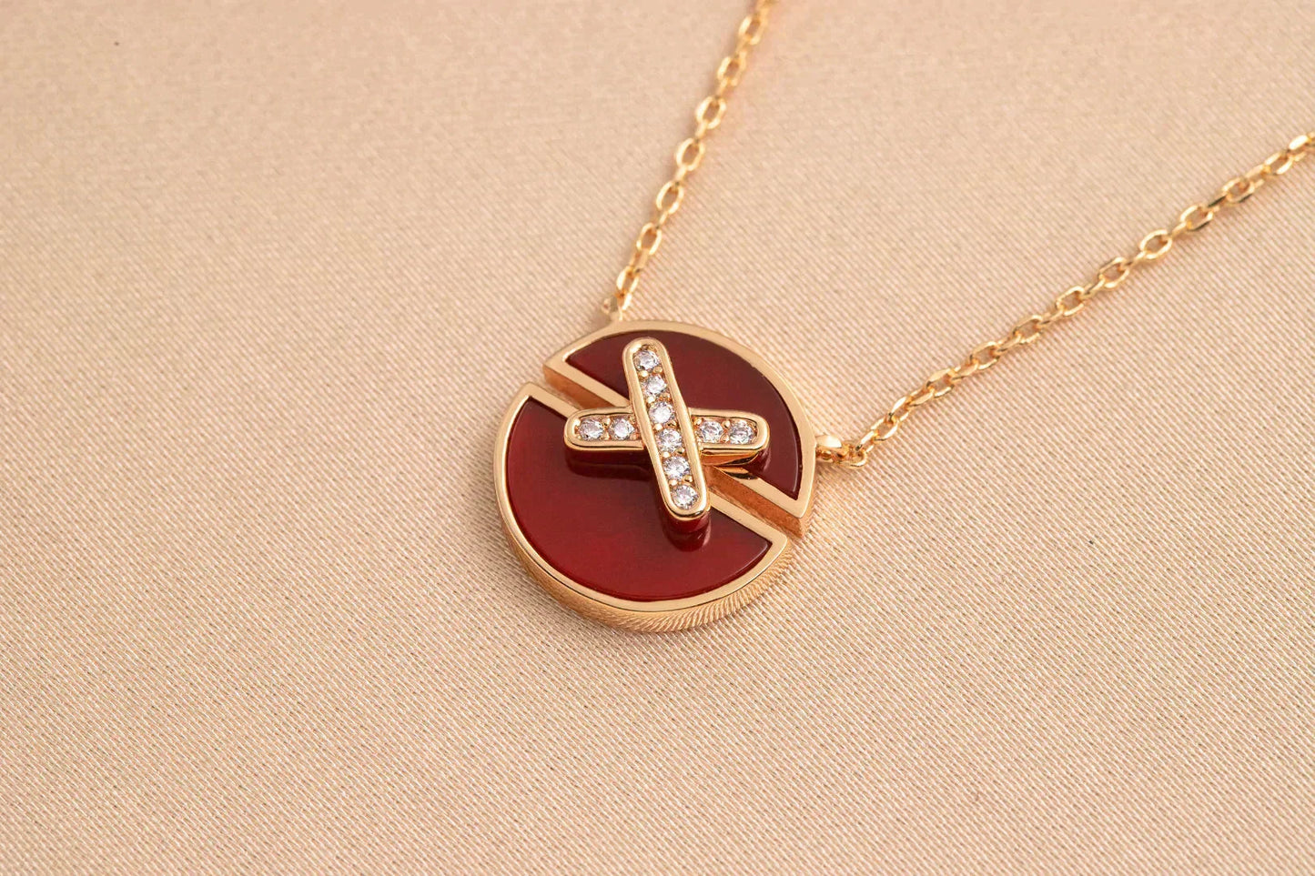 [⭐Luxery]JEUX DE ROSE GOLD DIAMOND NECKLACE