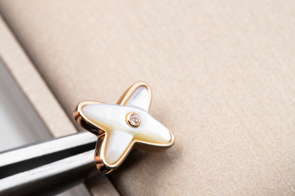 [⭐Luxery]JEUX DE WHITE MOP PINK GOLD DIAMOND EARRINGS