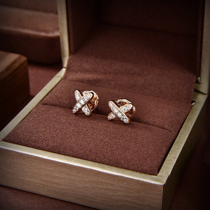 [⭐Luxery]JEUX DE GOLD DIAMOND EARRINGS