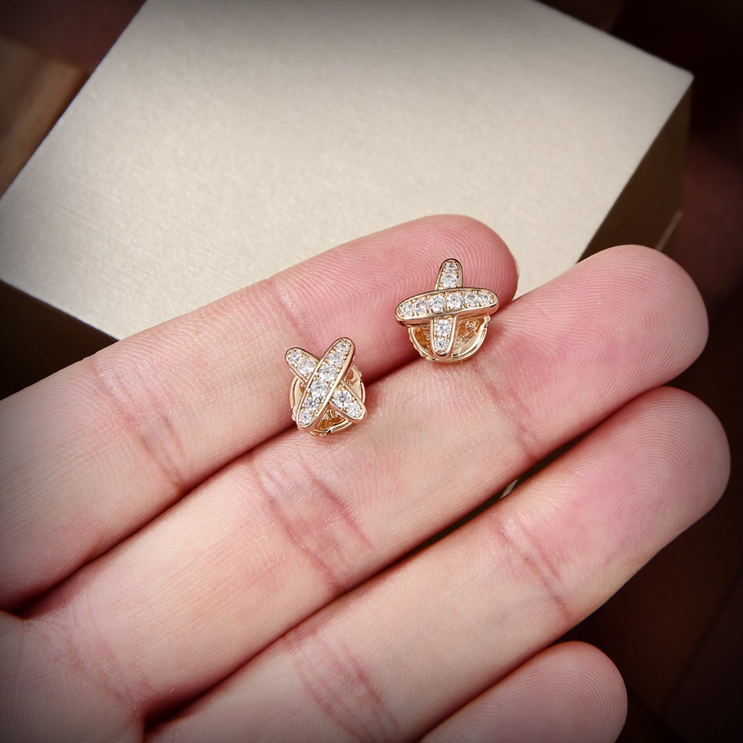[⭐Luxery]JEUX DE GOLD DIAMOND EARRINGS