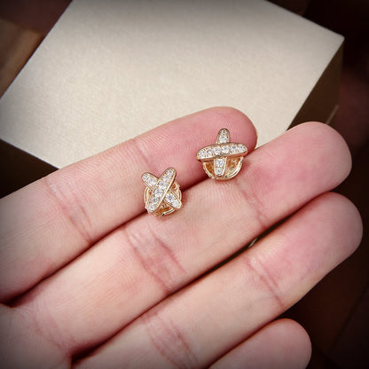 [⭐Luxery]JEUX DE GOLD DIAMOND EARRINGS