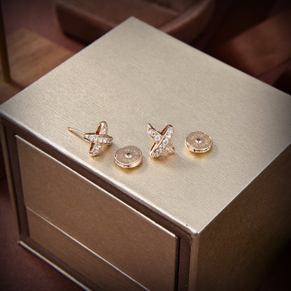 [⭐Luxery]JEUX DE GOLD DIAMOND EARRINGS