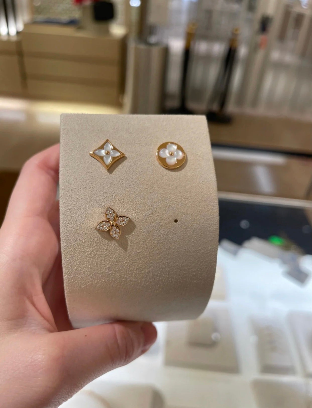 [⭐Luxery]STAR BLOSSOM STUD EARRINGS PINK GOLD DIAMONDS