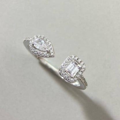[⭐Luxery]MY TWIN TOI & MOI SILVER DIAMOND RING