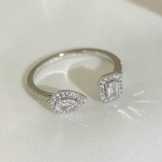 [⭐Luxery]MY TWIN TOI & MOI SILVER DIAMOND RING