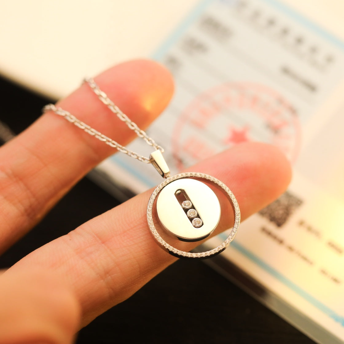 [⭐Luxery]Demo MOVE MM SILVER DIAMOND NECKLACE