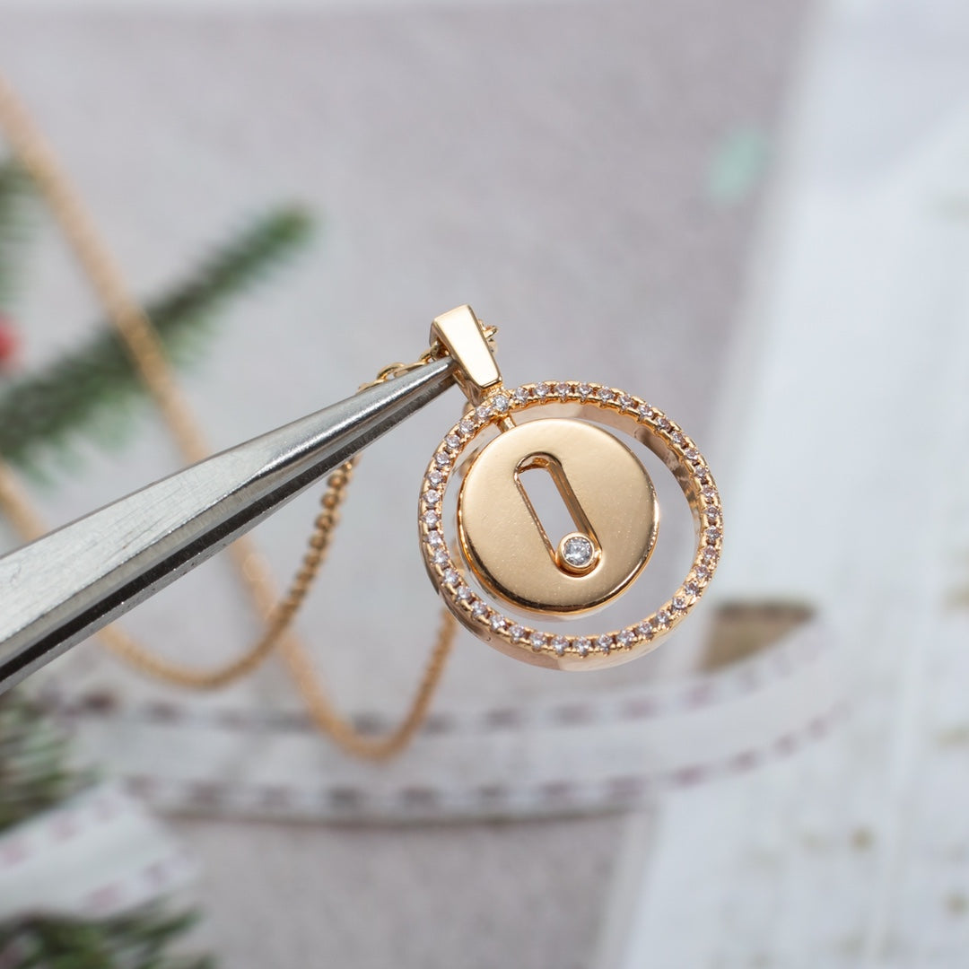 [⭐Luxery]Demo MOVE PM NECKLACE PINK GOLD DIAMOND