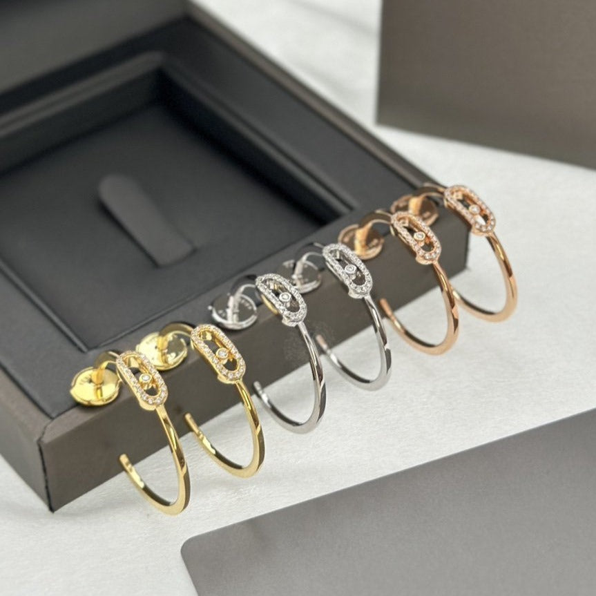 [⭐Luxery]CREOLES MOVE UNO PM DIAMOND EARRINGS