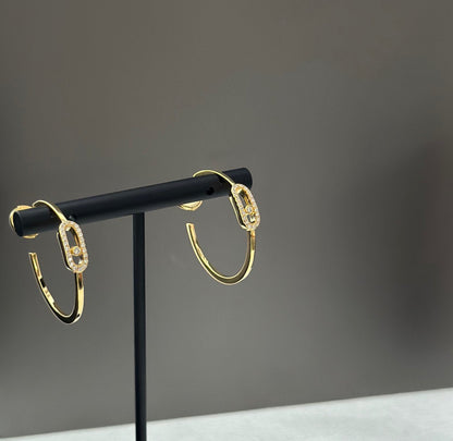 [⭐Luxery]CREOLES MOVE UNO PM DIAMOND EARRINGS