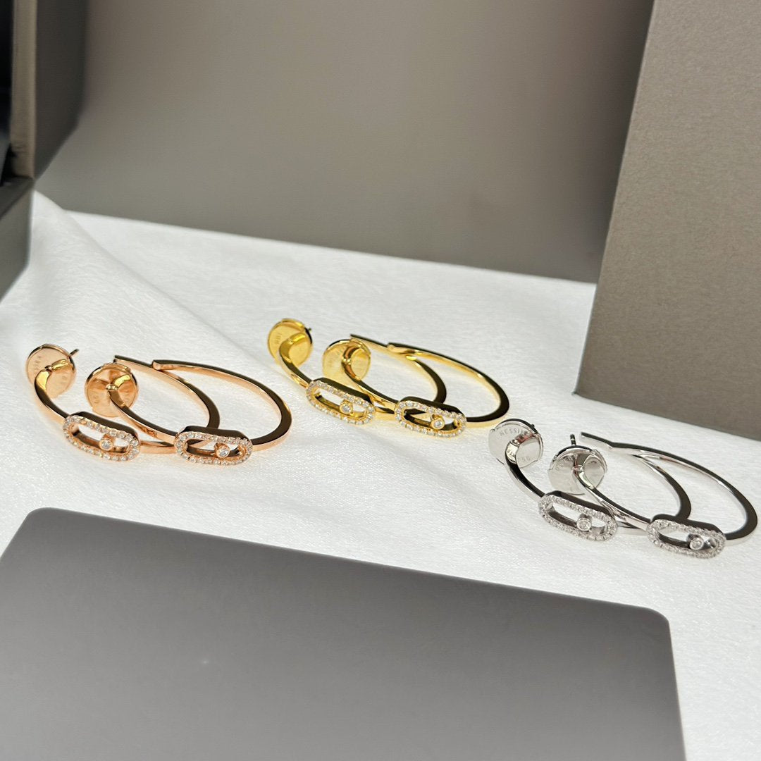 [⭐Luxery]CREOLES MOVE UNO PM DIAMOND EARRINGS