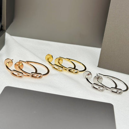 [⭐Luxery]CREOLES MOVE UNO PM DIAMOND EARRINGS