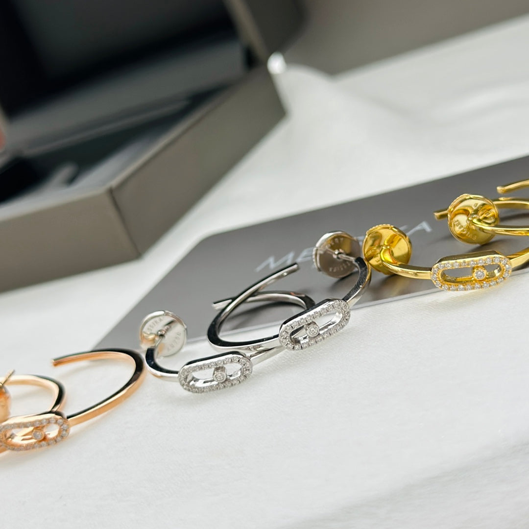 [⭐Luxery]CREOLES MOVE UNO PM DIAMOND EARRINGS