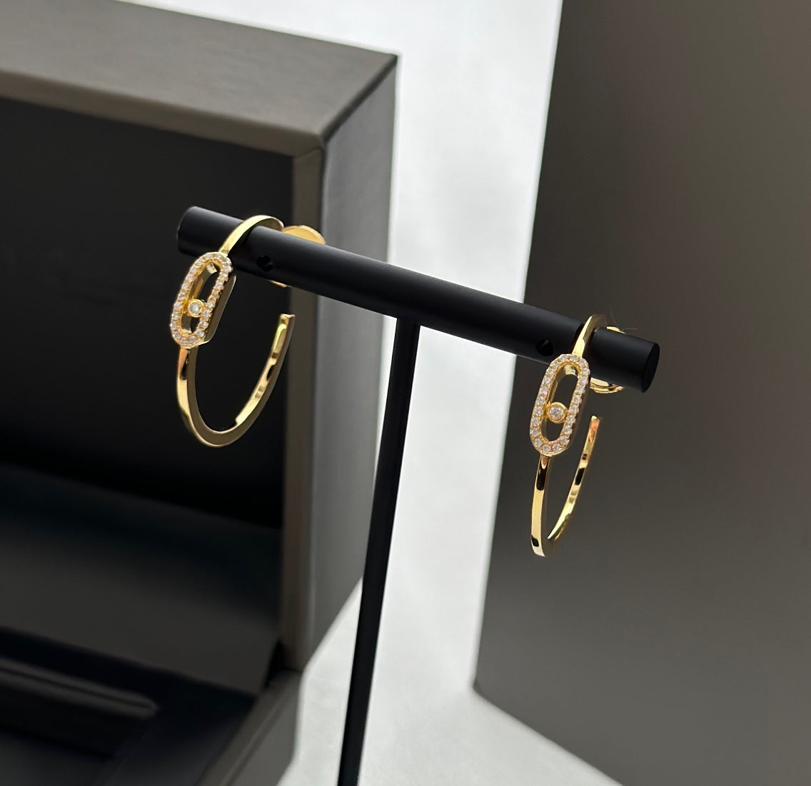 [⭐Luxery]CREOLES MOVE UNO PM DIAMOND EARRINGS