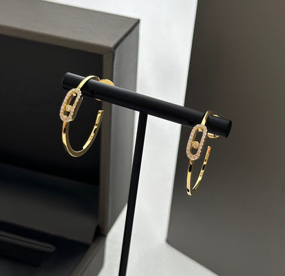 [⭐Luxery]CREOLES MOVE UNO PM DIAMOND EARRINGS
