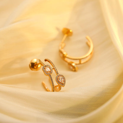 [⭐Luxery]CREOLES MY TWIN 2 RANGS SILVER DIAMOND EARRINGS