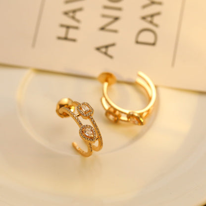 [⭐Luxery]CREOLES MY TWIN 2 RANGS SILVER DIAMOND EARRINGS