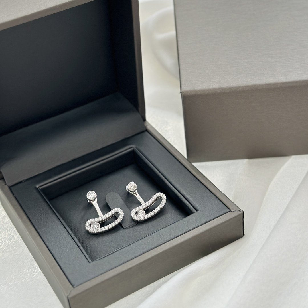 [⭐Luxery]MOVE UNO SILVER DIAMOND EARRINGS