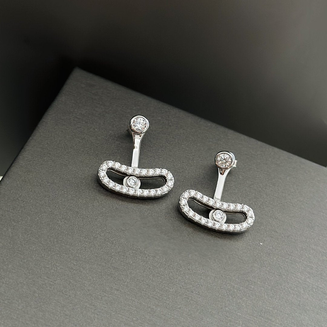 [⭐Luxery]MOVE UNO SILVER DIAMOND EARRINGS