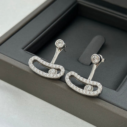 [⭐Luxery]MOVE UNO SILVER DIAMOND EARRINGS