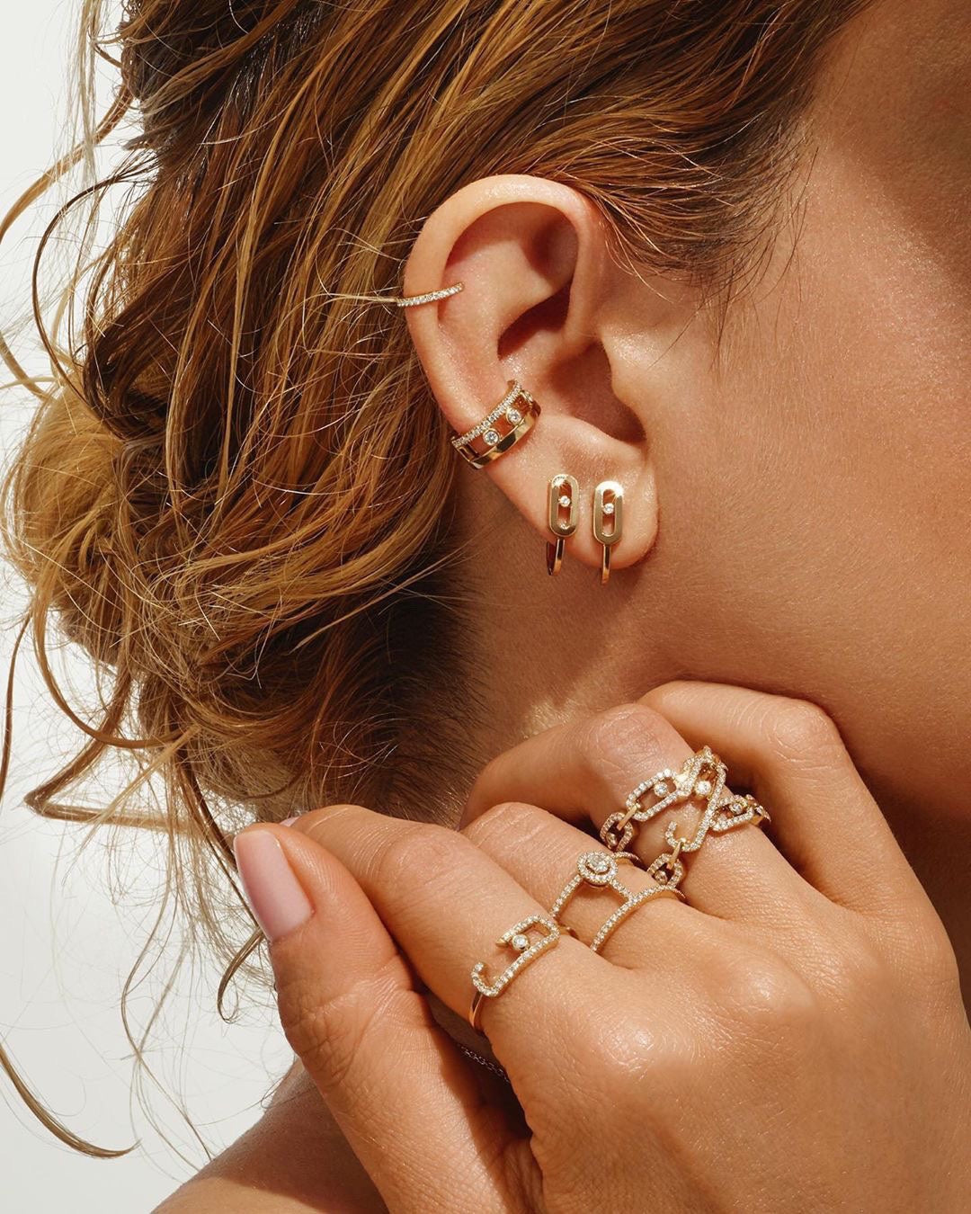 [⭐Luxery]CREOLES MOVE UNO MINI 1 DIAMOND EARRINGS