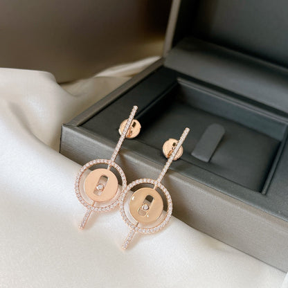 [⭐Luxery]Demo MOVE ARROW PINK GOLD DIAMOND EARRINGS