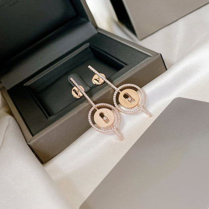 [⭐Luxery]Demo MOVE ARROW PINK GOLD DIAMOND EARRINGS
