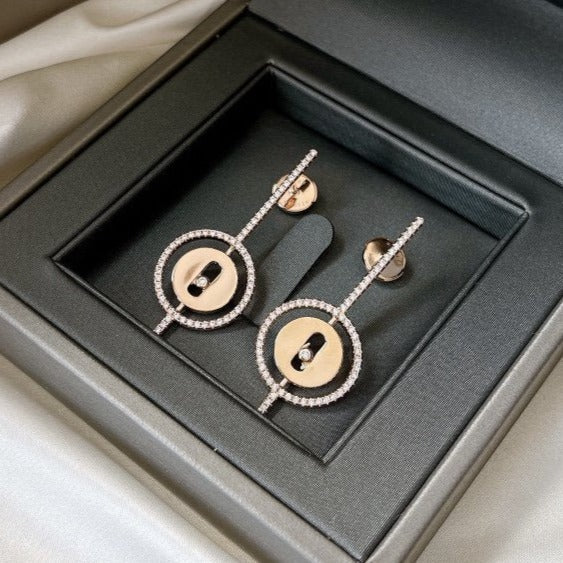 [⭐Luxery]Demo MOVE ARROW PINK GOLD DIAMOND EARRINGS