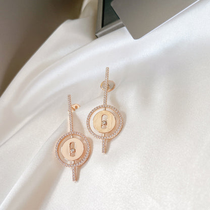 [⭐Luxery]Demo MOVE ARROW PINK GOLD DIAMOND EARRINGS