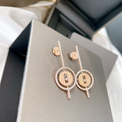 [⭐Luxery]Demo MOVE ARROW PINK GOLD DIAMOND EARRINGS