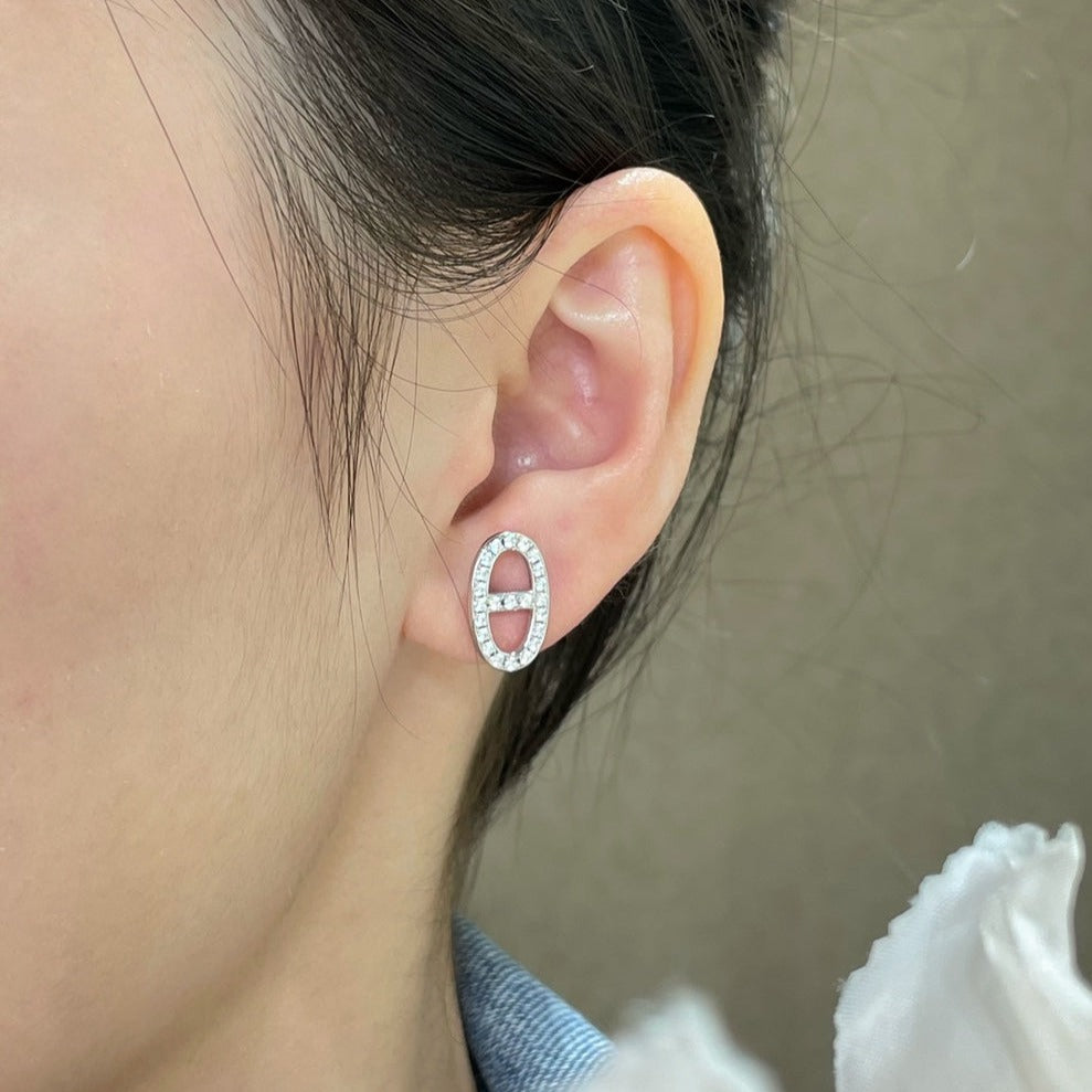 [⭐Luxery]HM FULL DIAMOND PIG NOSE STUD EARRINGS