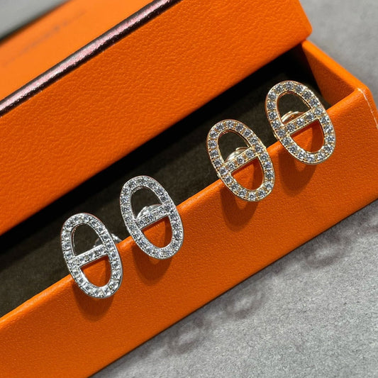 [⭐Luxery]HM FULL DIAMOND PIG NOSE STUD EARRINGS