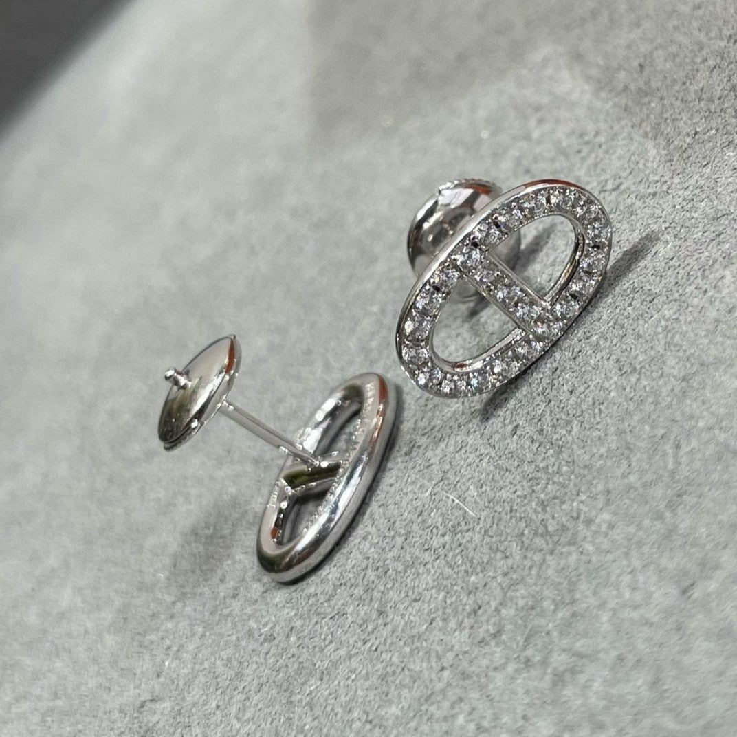 [⭐Luxery]HM FULL DIAMOND PIG NOSE STUD EARRINGS