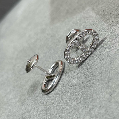 [⭐Luxery]HM FULL DIAMOND PIG NOSE STUD EARRINGS