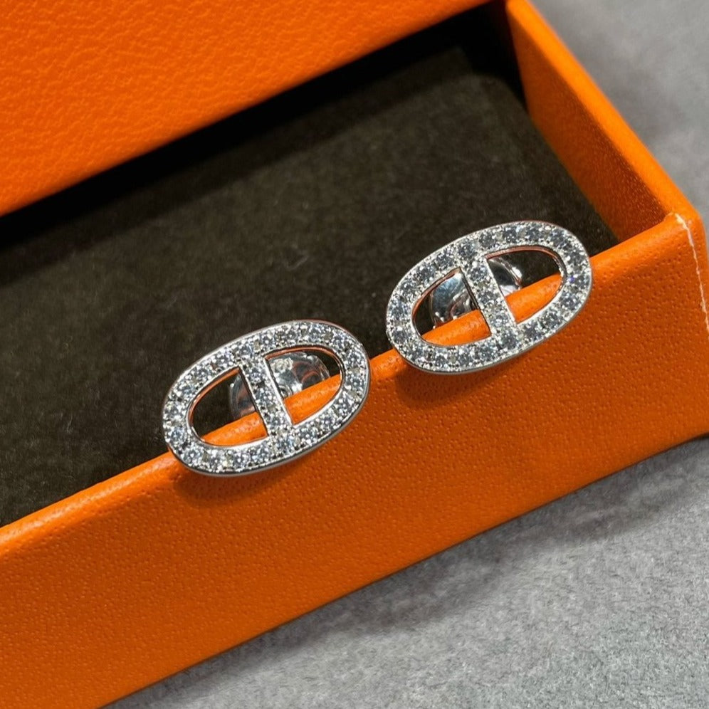 [⭐Luxery]HM FULL DIAMOND PIG NOSE STUD EARRINGS