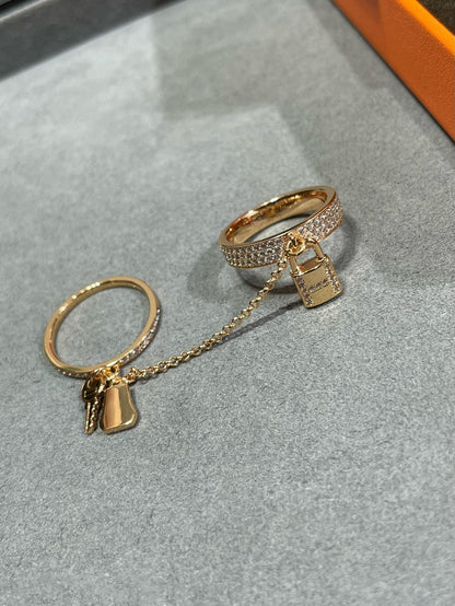 [⭐Luxery]HM KELLY CLOCHETTE DOUBLE RING IN  WITH DIAMONDS
