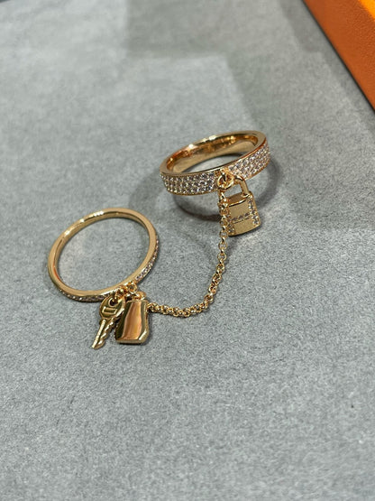 [⭐Luxery]HM KELLY CLOCHETTE DOUBLE RING IN  WITH DIAMONDS