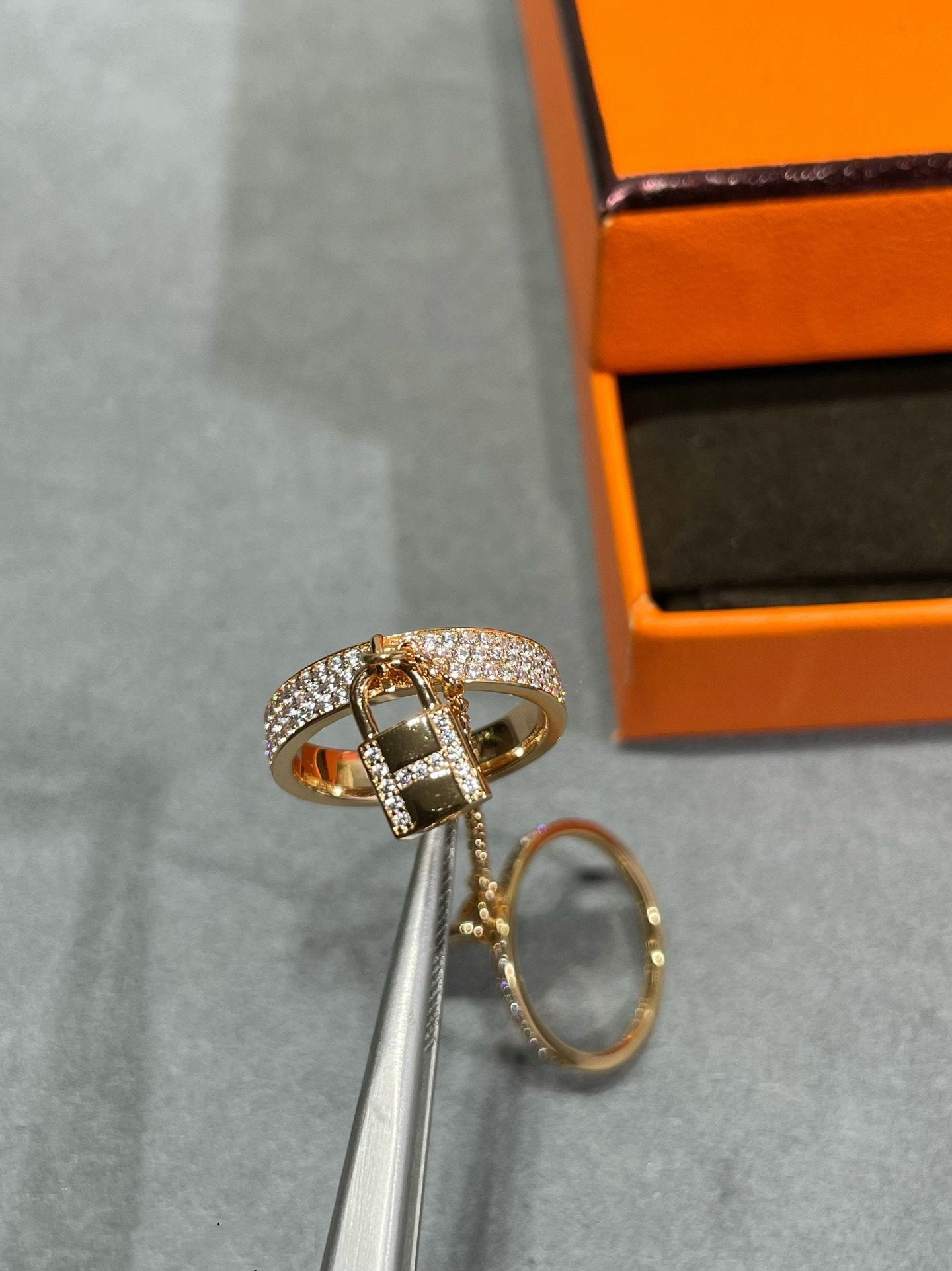 [⭐Luxery]HM KELLY CLOCHETTE DOUBLE RING IN  WITH DIAMONDS
