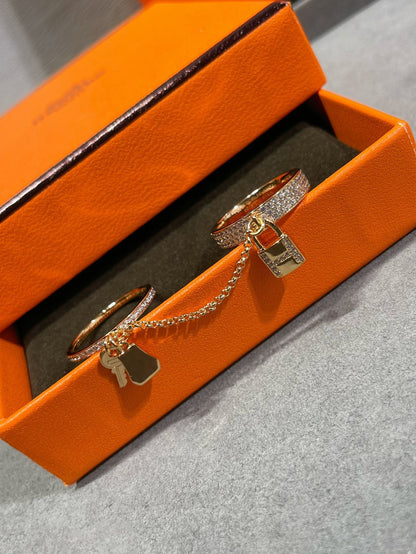 [⭐Luxery]HM KELLY CLOCHETTE DOUBLE RING IN  WITH DIAMONDS