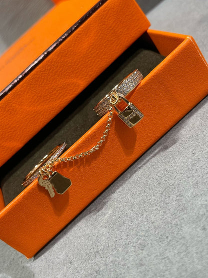 [⭐Luxery]HM KELLY CLOCHETTE DOUBLE RING IN  WITH DIAMONDS