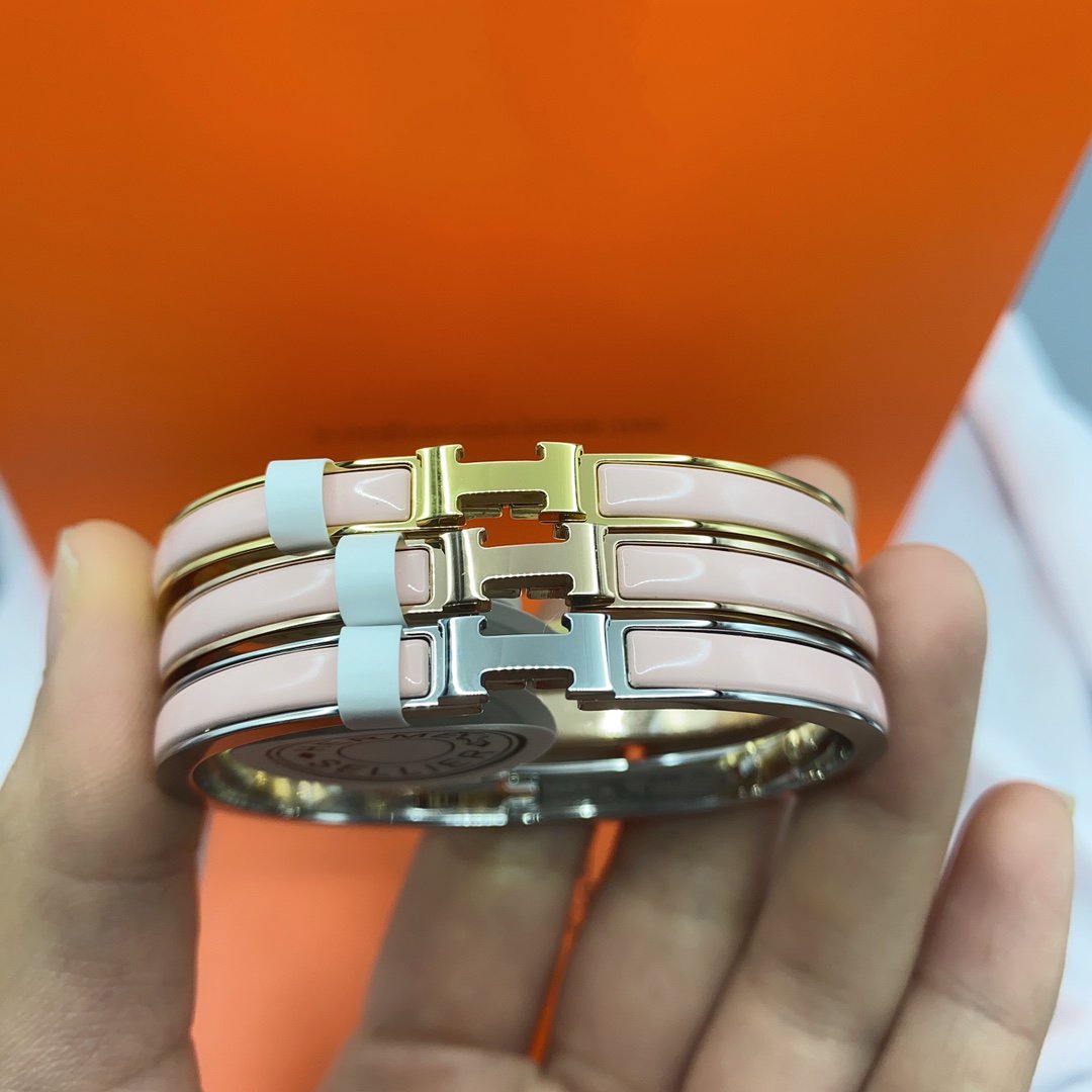 [⭐Luxery]CLASSIC HM CLIC  PINK 8MM ENAMEL BRACELET