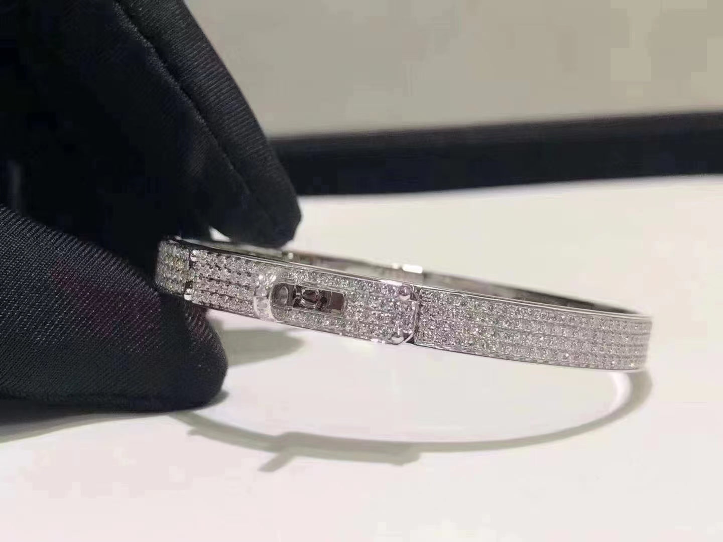 [⭐Luxery]HM KELLY BRACELET IN SILVER AND FULL PAVE DIAMOND