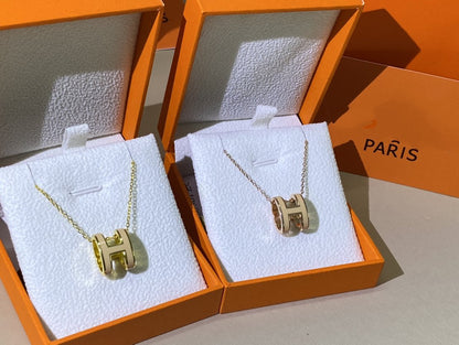 [⭐Luxery]HM CLIC YELLOW ENAMEL GOLD NECKLACE