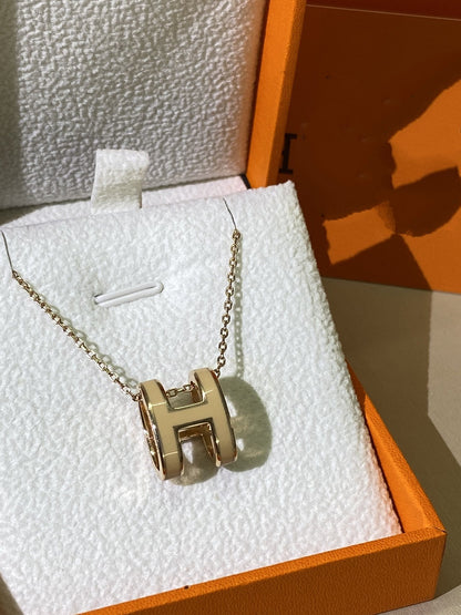 [⭐Luxery]HM CLIC YELLOW ENAMEL GOLD NECKLACE