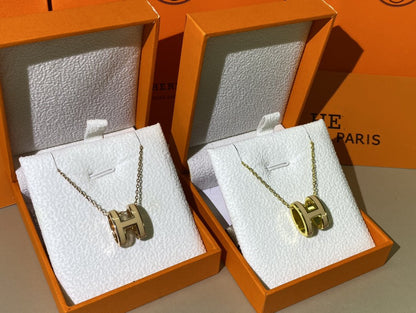 [⭐Luxery]HM CLIC YELLOW ENAMEL GOLD NECKLACE