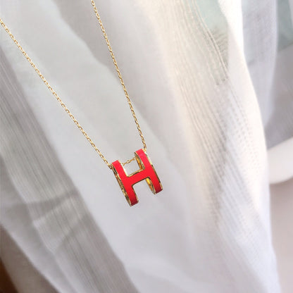 [⭐Luxery]HM CLIC RED ENAMEL GOLD NECKLACE