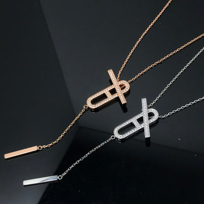 [⭐Luxery]HM NECKLACE PLATINUM ROSE GOLD DIAMOND