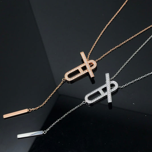 [⭐Luxery]HM NECKLACE PLATINUM ROSE GOLD DIAMOND