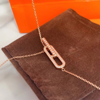 [⭐Luxery]HM NECKLACE PLATINUM ROSE GOLD DIAMOND